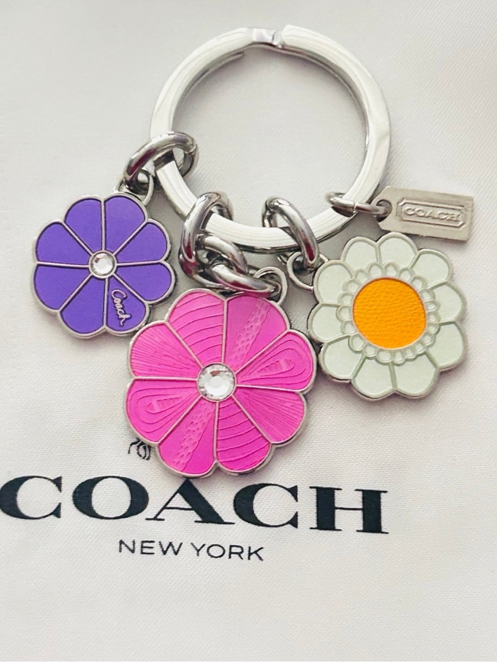 Nwot Coach Y2k Flower Charm Keychain/ Bag Charm - Gem